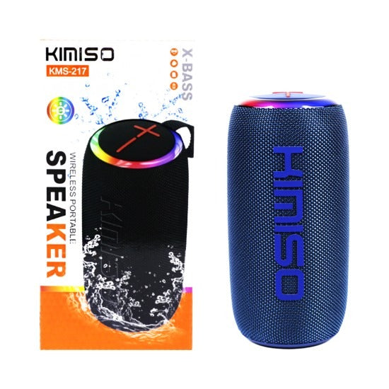 Kimiso KMS-217 Portable Wireless Bluetooth Speaker - IPX6 Waterproof Outdoor Sound System with RGB LED Light & TF/USB Support