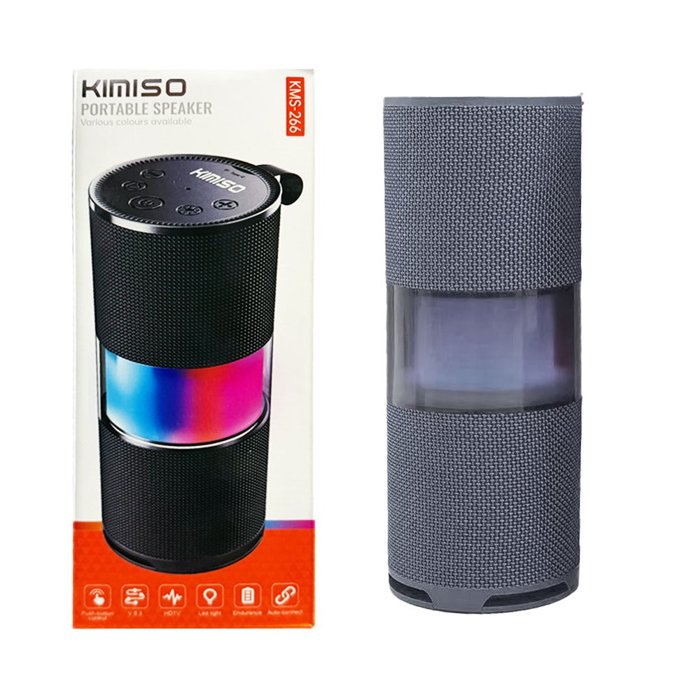 Kimiso KMS-266 Portable Bluetooth Speaker with Dynamic RGB LED Lights - Wireless MP3 Audio Player for Home & Party