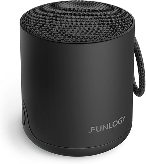 FUNLOGY Portable Mini2 Bluetooth Speaker, Wireless Portable Speaker with Deep Bass, IPX7 Waterproof, TWS Stereo Pairing, Built-in Mic, Small Speaker for Shower, Outdoor, Travel, Black
