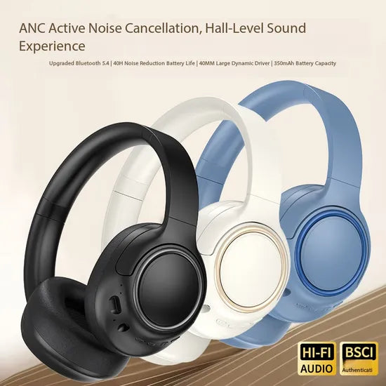 Premium M4 Wireless ANC Headphones - Active Noise Reduction Bluetooth Over-Ear Headset