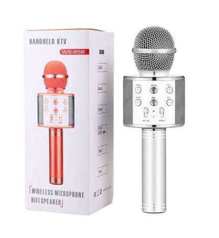 Hopecom WS-858 Wireless Karaoke Microphone Speaker - Portable Handheld Bluetooth Mic with Echo & Voice Changer
